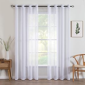 MIULEE Cortinas Salon Modernas 140 x 245 cm Blancas Translucidas de Dormitorio