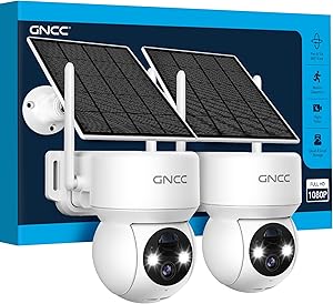 GNCC 2PCS Camara Vigilancia WiFi Exterior Solar con Bateria Sin Cables,