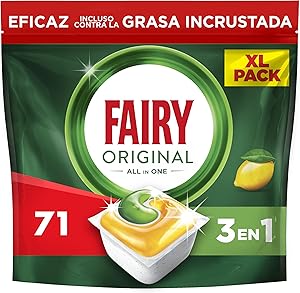 Fairy Original Todo En Uno Cápsulas De Lavavajillas, Limón, 71 Cápsulas,