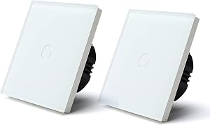BSEED Interruptor Tactil luz pared,Vidrio Panel con luz Piloto,Sin Función