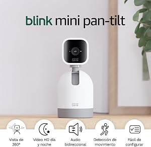 Blink Mini Pan-Tilt Cámara | Cámara de seguridad inteligente orientable,