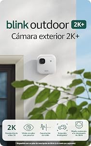 Cámara exterior 2K+ Blink — cámara de seguridad inteligente inalámbrica,