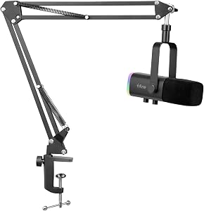 FIFINE XLR Streaming Micrófono Dinámico de Podcast, RGB Gaming Micrófono USB