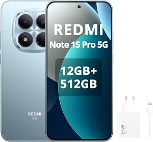 XIAOMI Redmi Note 15 Pro 5G Smartphone 12+512GB, con Cargador Batería de Alta