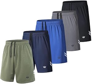 Paquete de 5 pantalones cortos deportivos para hombre con bolsillos y cintura