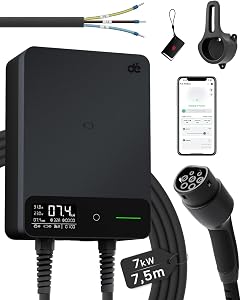 dé Wallbox 7,4 kW Monofásico con App, Cable Tipo 2 de 7,5 m, RFID, Cargador