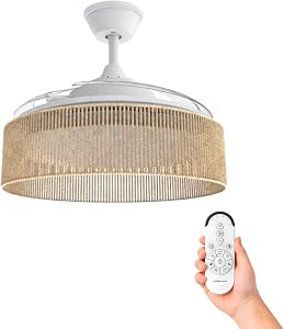 Mellerware - Ventilador de Techo con Luz y Lámpara Brizy Bright Rattan Sand | 3
