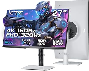 KTC Monitor 4K Gaming 27 Pulgadas, Modo Dual 4K@160Hz / FHD@320Hz, Panel IPS
