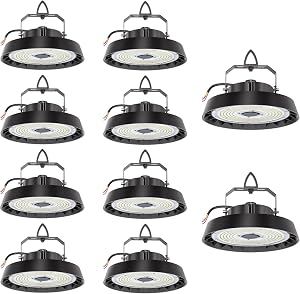 10pcs UFO LED Lámpara Alta Bahía 200W 34000lm, Focos LED Industrial 5000K