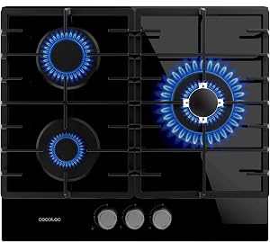Cecotec Placa de Gas 3 Fuegos Bolero Squad GN 3200F Glass Black. 6,25kW,