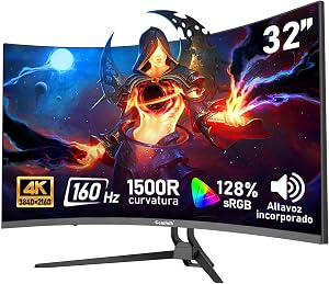 Gawfolk Monitor Ordenador Curvo 32 Pulgadas 4K Ultra HD 1500R, Pantalla Gaming