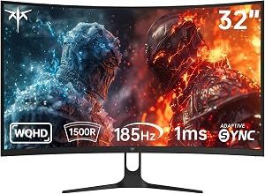 KTC Monitor Gaming Curvo 32 Pulgadas | QHD@185Hz | 1ms | Panel HVA, Curvatura