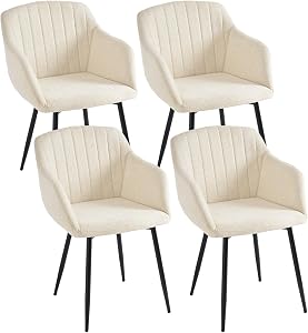 Juego de 4 sillas de comedor con reposabrazos, sillas tapizadas de chenilla,