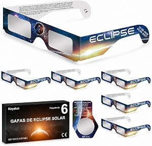 6/100 Gafas Eclipse Solar Homologadas,Certificado EN ISO 12312-2:2015 y