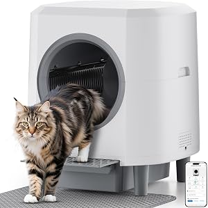 Arenero Gatos Autolimpiable, Caja Arena Gato Automatica con App Control,