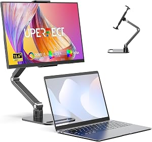 UPERFECT Monitor Portátil 15.6" 125% sRGB con Soporte Metálico Plegable, 2000:1