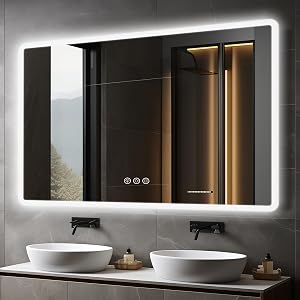 Ratsamee Espejo Baño con Luz 100x70cm, Espejos de Baño con LED con Antivaho,