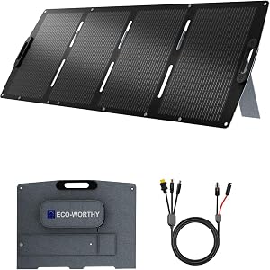 ECO-WORTHY Panel Solar Portatil 200W, XT60, Soporte de una sola pieza, ETFE,