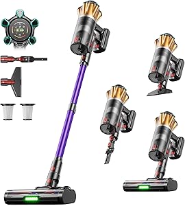 Aspiradora sin Cable 55KPa/650W/70Min, Escoba Aspiradora de 1,8L, Aspirador