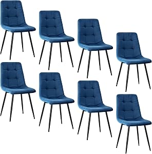 JIJIAN Pack de 8 Sillas de Comedor, Sillas de Cocina Tapizadas de Terciopelo