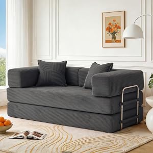 Vipbear Sofá Cama 2 Plazas, 160cm Premium Pana, Modular y Versátil 5 en 1 con
