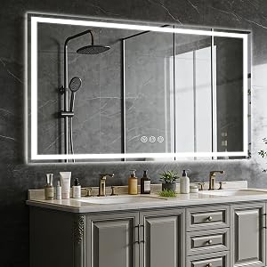 Ratsamee Espejo Baño con Luz 80x120cm, Espejos de Baño con LED con Antivaho,