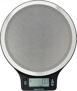 Amazon Basics Báscula de Cocina Digital con Pantalla LCD, sin bisfenol A, de