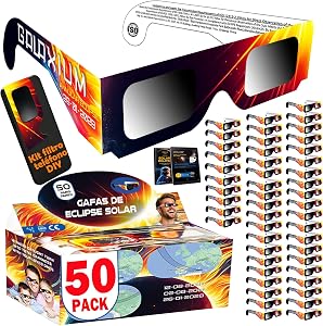 Galaxium 6/12/25/50/100 Pack Gafas Eclipse Solar Homologadas ISO 12312-2 |