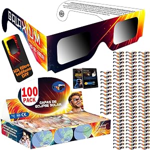Galaxium 6/12/25/50/100 Pack Gafas Eclipse Solar Homologadas ISO 12312-2 |