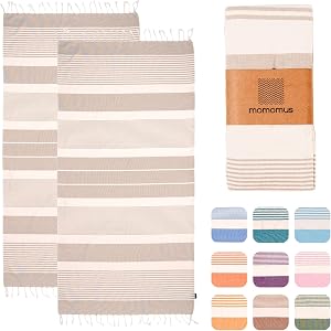 MOMOMUS Pack de 2 Foutas XL o Toallas de Playa Grandes de Algodón 100% -