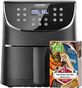 Cosori Freidora de Aire 5,7L Interior Metálico Real, Air Fryer Diseño
