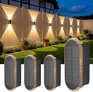 ELLASAY Aplique Solar Pared Exterior,Lámparas Solares Exteriores Arriba y Abajo