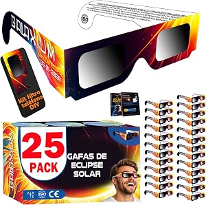Galaxium 6/12/25/50/100 Pack Gafas Eclipse Solar Homologadas ISO 12312-2 |