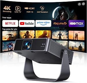 Proyector Portatil【Netflix Ready+TV Directo】 Proyector 4K App Integrada Auto