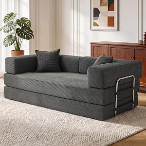 200cm Sofá Cama 3 Plazas con Espuma y Muelles para Salón,Gris |