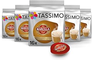 Marcilla Cápsulas de Café Con leche | 80 Cápsulas Compatibles Tassimo