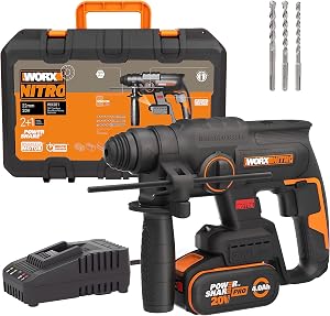 Worx WX381 Martillo Perforador Brushless 20V 2J Batería 4Ah