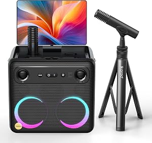 Máquina de Karaoke Ikarao con Soporte para Micrófono, Altavoz Bluetooth