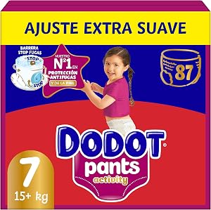 Dodot Pañal-Braguita Activity Pants, Talla 7, 87 Pañales, Con Ajuste 360