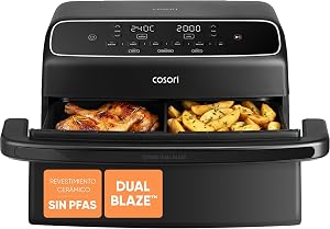 Cosori Freidora de Aire 8,6L Dual Blaze TwinFry Compact, sin PFAS ni Teflon |