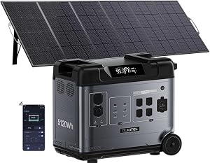 OUKITEL P5000 Pro Estacion de Energia Portatil 4000W con Panel de 500W, 5120Wh