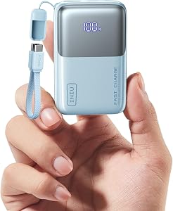 INIU Power Bank, Ultra Mini 45W Carga Rápida 10000mAh Bateria Externa con Cable