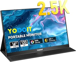 Yodoit 16 Pulgadas Monitor portátil de 120Hz de 2.5K UHD Pantalla IPS 2560 x