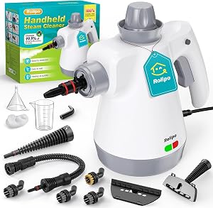 Rolipo Limpiador a vapor portátil a presión con 12 accesorios y cierre de