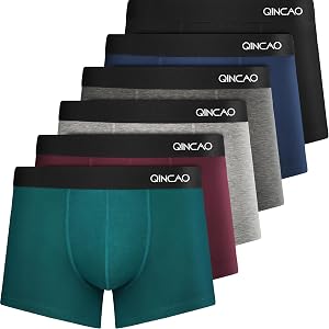 QINCAO Calzoncillos Hombre Boxer Paquete de 6, Suave y Ajuste Cómodo | Ajuste