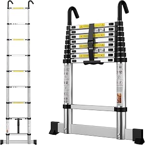 gymount Escaleras Plegables Aluminio, 2,6m Escalera Telescópica, 9 Pasos |