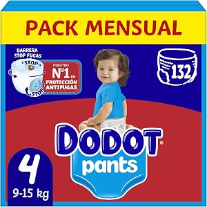 Dodot Bebé Pants Pañales, Talla 4, 9-15 kg, 132 Pañales, Pañal-Braguita con