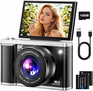 Cámara Digital 8K 96MP con WiFi, Zoom Digital 20X, Cámara de Fotos con Enfoque