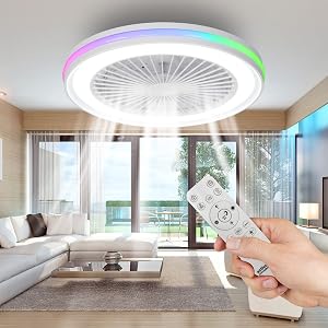activeallbrite Ventilador de Techo con luz，Motor DC 20W LED 40W, RGB