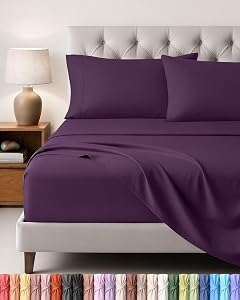 Utopia Bedding Juego de Sabanas 4 Piezas, 150x200cm, Púrpura | Sábana Bajera,